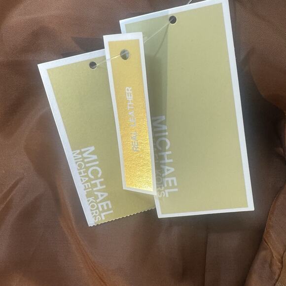 MRSP $250 New Michael Kors Real Lamb Leather Short Jacket Brown Size Medium - Picture 12 of 15